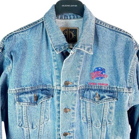 Vintage Planet Hollywood Lake Tahoe Trucker Jacket Men's Size M Jean Denim Coat - Picture 3 of 10